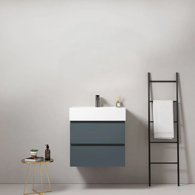 Mobile bagno sospeso 60 cm Blu Mare Lavabo in Resina Senza Specchio - Fiji Paint