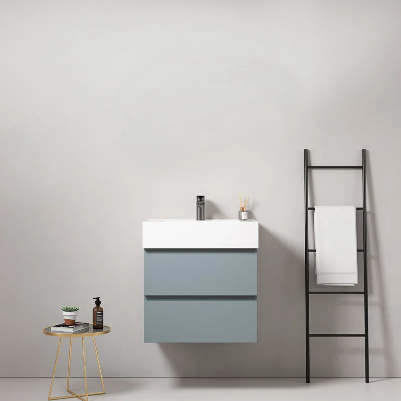 Mobile bagno sospeso 60 cm Blu Avio Lavabo in Resina Senza Specchio - Fiji Paint
