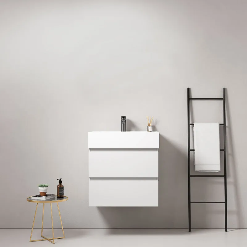 Mobile bagno sospeso 60 cm Bianco Lavabo in Resina Senza Specchio - Fiji Paint