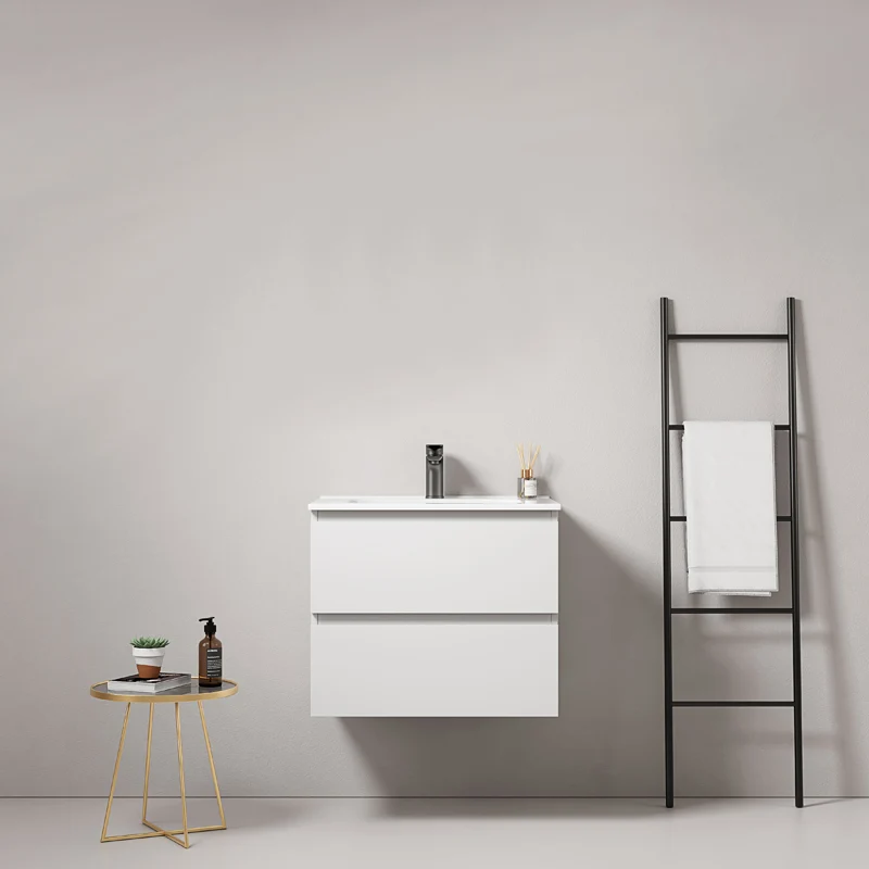 Mobile bagno sospeso 60 cm Bianco Lavabo in Ceramica Senza Specchio - Fiji Paint