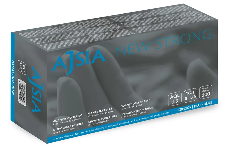 Guanti monouso in Nitrile: New Strong - 6,8 g | G01209 - Ajsia | 10 Box da 100 pezzi