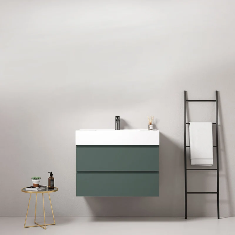 Mobile bagno sospeso 100 cm Verde Comodoro Lavabo in Resina Senza Specchio - Fiji Paint