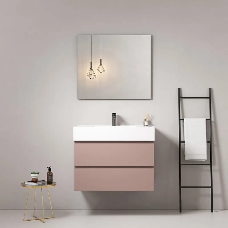 Mobile bagno sospeso 100 cm Rosa Retro Lavabo in Resina Specchio Quadro - Fiji Paint