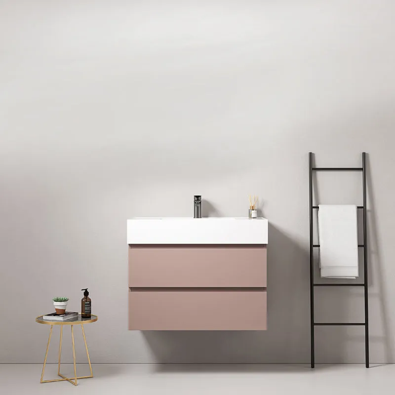 Mobile bagno sospeso 100 cm Rosa Retro Lavabo in Resina Senza Specchio - Fiji Paint