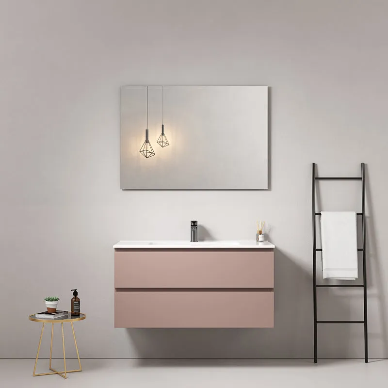 Mobile bagno sospeso 100 cm Rosa Retro Lavabo in Ceramica Specchio Quadro - Fiji Paint