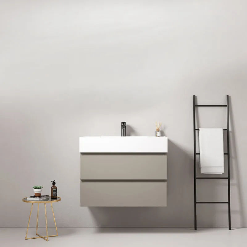 Mobile bagno sospeso 100 cm Grigio Cenere Lavabo in Resina Senza Specchio - Fiji Paint