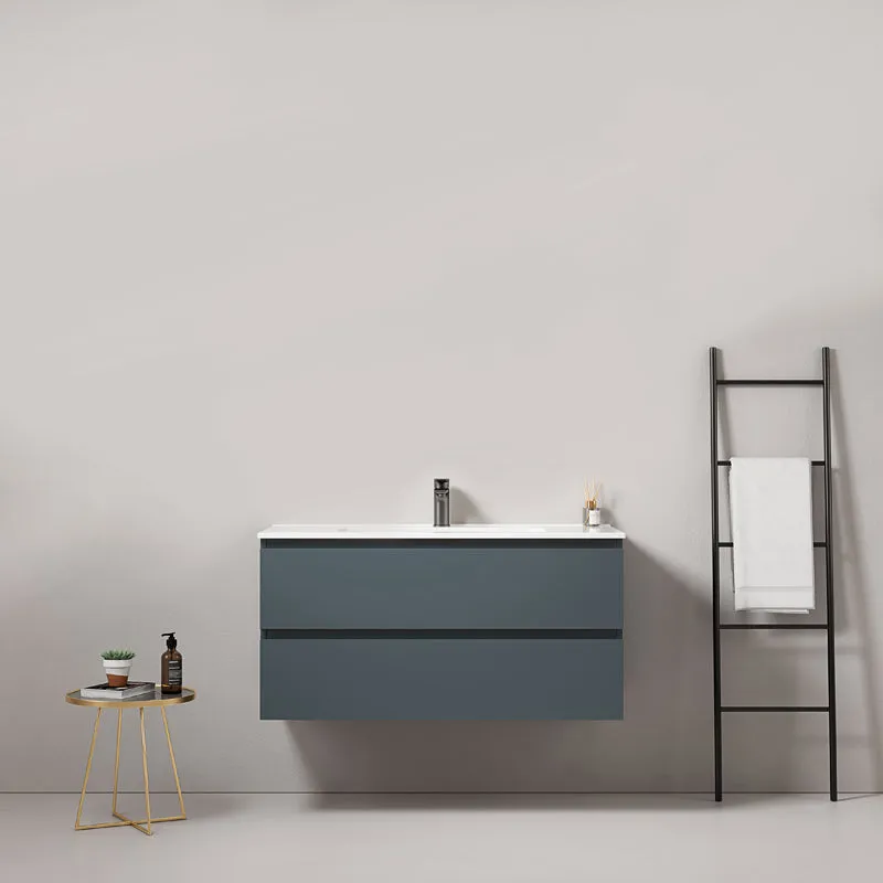 Mobile bagno sospeso 80 cm Blu Mare Lavabo in Ceramica Senza Specchio - Fiji Paint