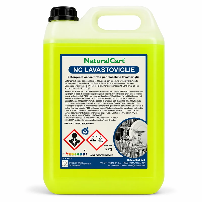 Detergente Lavastoviglie NaturalCart – Liquido Concentrato Professionale (Lattina da 6 Kg)