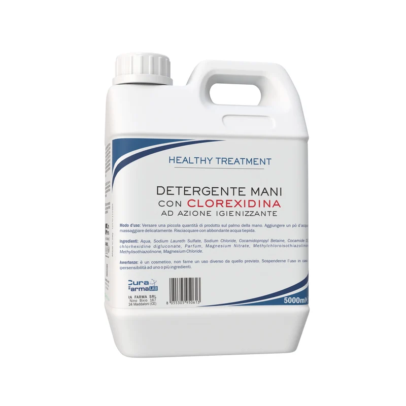 Sapone Mani 5L – Sapone Liquido Delicato e Profumato Clorexidina - Formato Risparmio 5000 ML – Per tutti i tipi di pelle - Originale Cura Farma