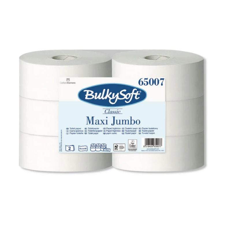 Carta Igienica Maxi Jumbo 6 Rotoli Carta Classic Doppio Velo Cellulosa Bianca 260 m