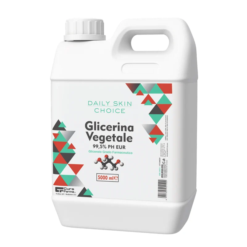Glicerina Vegetale Pura 5 Litri (USP/Ph. Eur.) – 100% Naturale da Oli Vegetali – Uso Cosmetico, Alimentare e Farmaceutico – Idratante per Pelle e Capelli – Alta Purezza