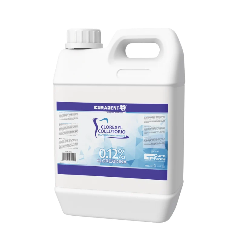 Collutorio Clorexidina 0,12% Professionale – Disinfettante Orale Antibatterico – Ideale per Igiene Orale e Prevenzione Infezioni Dentali – Uso Odontoiatrico e Domestico – Tanica da 5 Litri