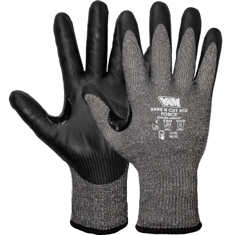 Guanti Antitaglio HPPE/Nylon VAM HPPE N Cut Mix Force NM-CMNH/F - Grigio 240mm Touchscreen - Cartone 120 Paia