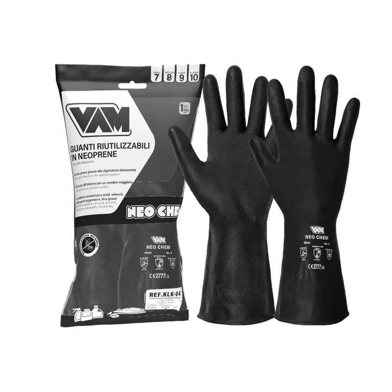 Guanti neoprene chimici VAM Neo Chem NM-KLK-04 - anatomici 300mm - cartone 144 paia