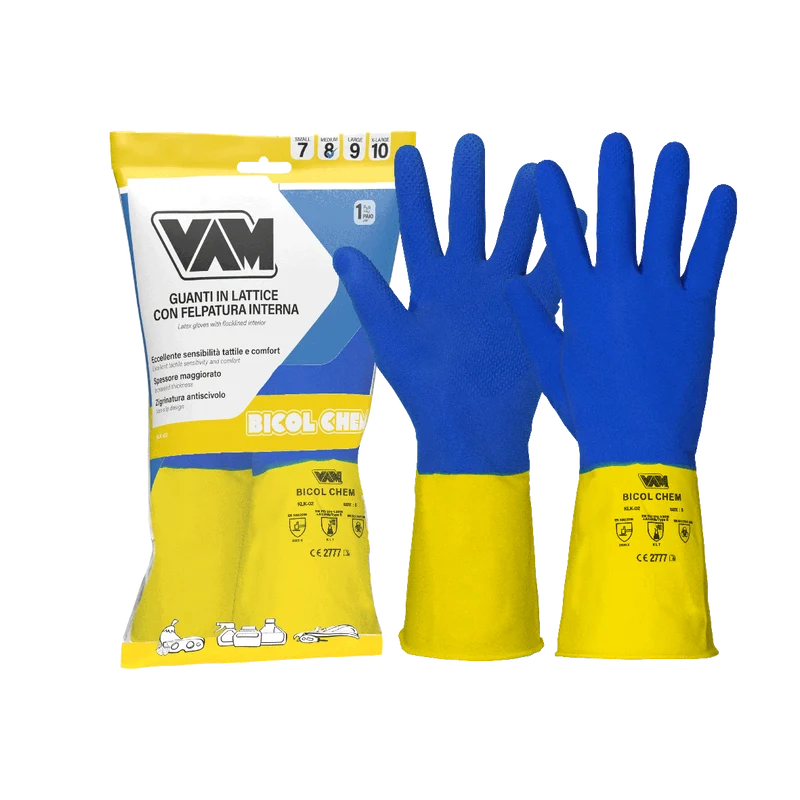 Guanti lattice chimici VAM Bicol Chem NM-KLK02 - bicolore 320mm - cartone 144 paia