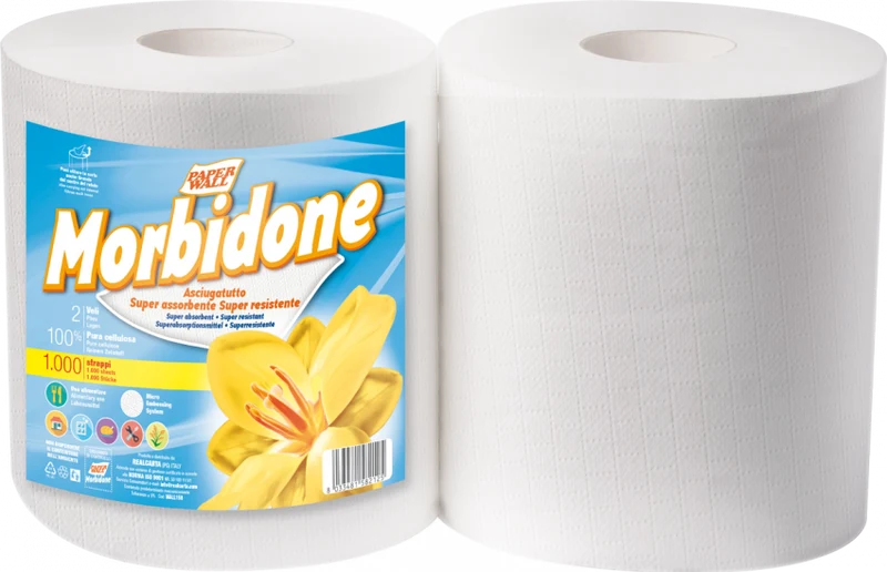 Bobina Morbidone WALL158 — 2 Veli Pura Cellulosa, 1000 Strappi | GEF Medica