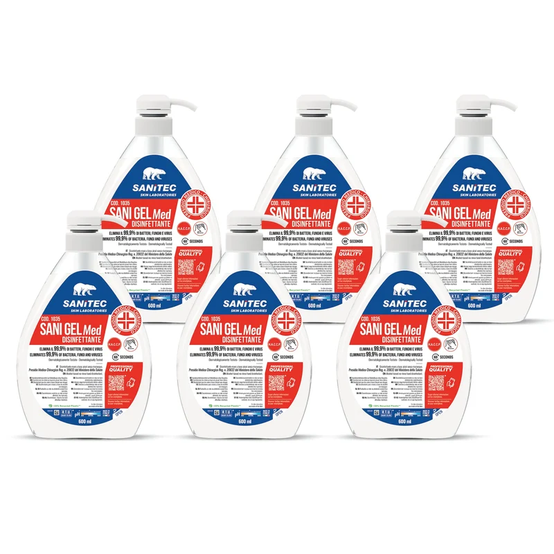 Sani Gel Med 1035 SANITEC PMC — Gel Disinfettante Mani 6×600 ml