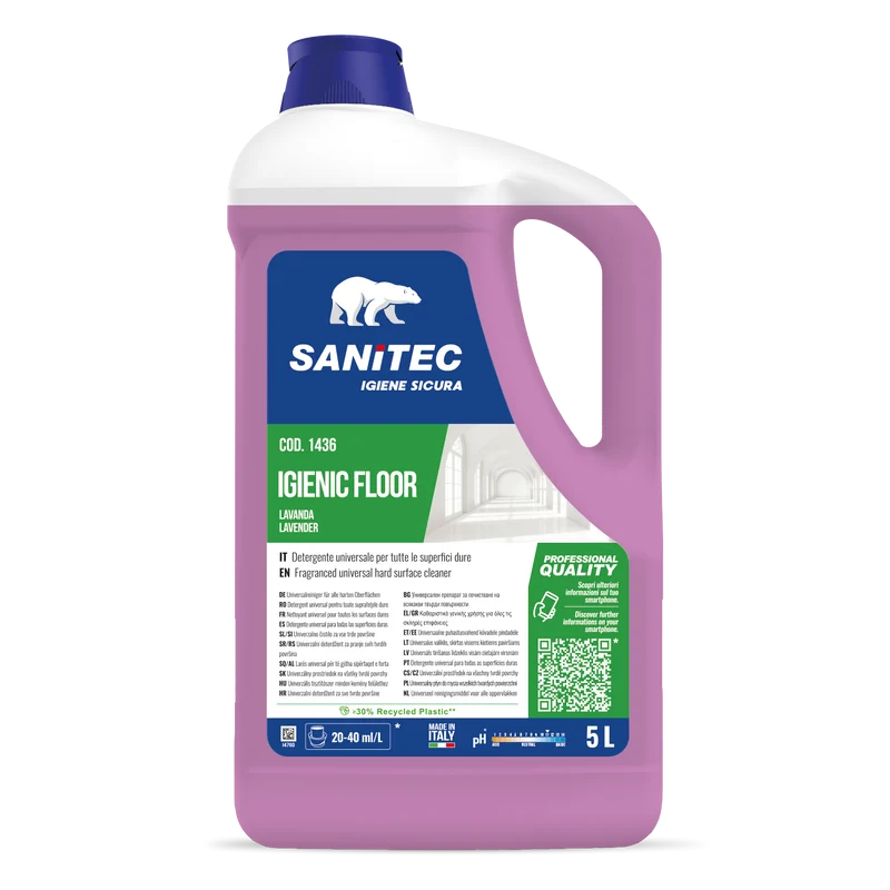 Igienic Floor 1436 SANITEC - Detergente Universale Sgrassante Concentrato Igienizzante - Tanica da 5L