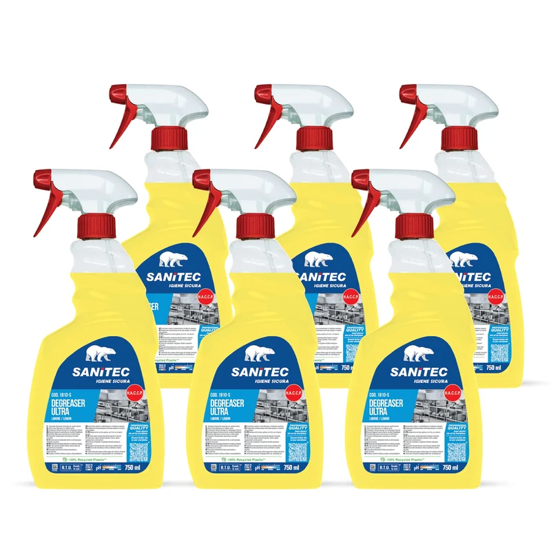 Degreaser Ultra Lemon 1810-S SANITEC - sgrassatore universale profumato al limone - 6 flaconi 750ml
