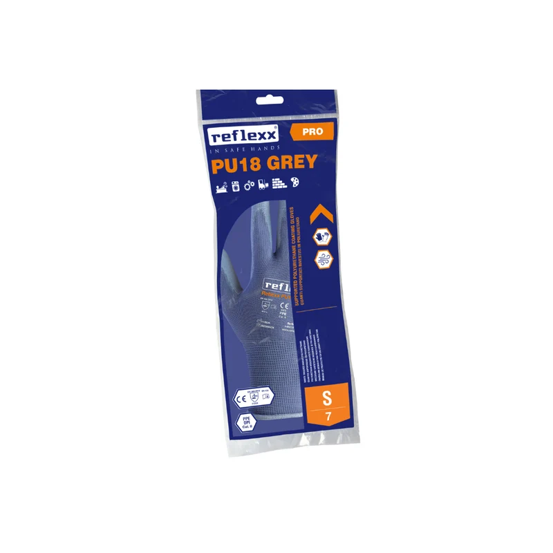 Guanti supportati in poliuretano grigio Reflexx PU18 - 1 paio - 100 paia