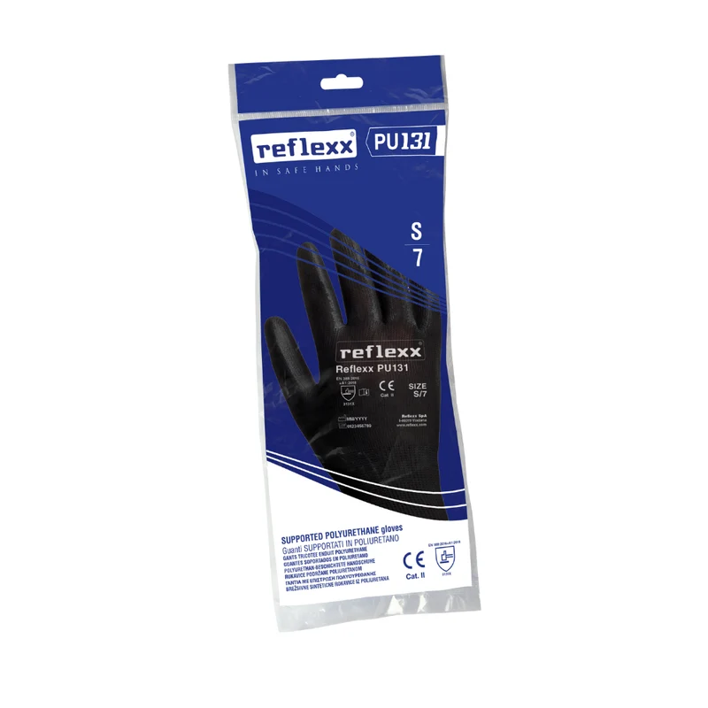 Guanti supportati in poliuretano nero: Reflexx PU131 - 1 paio | PU131 | 100 paia