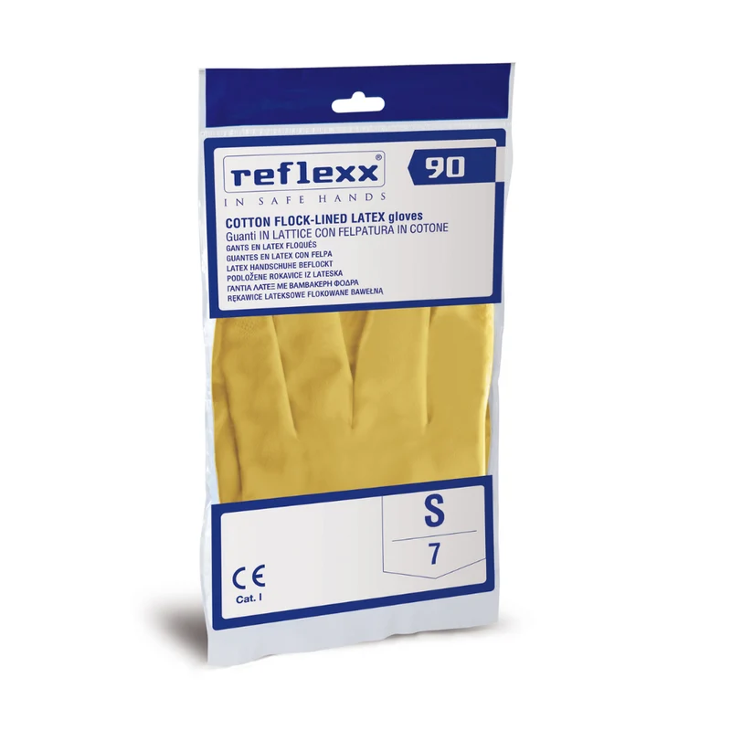 Guanti riutilizzabili in lattice felpato Reflexx 90 - 50,0 g - 120 paia