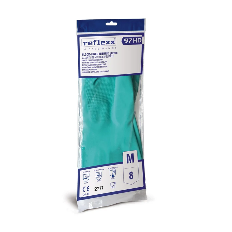 Guanti riutilizzabili in nitrile felpato Reflexx 97 HD - 63,0 g - 50 paia