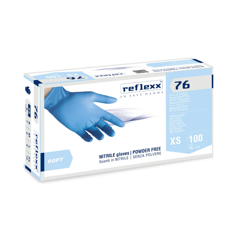 Guanti monouso in nitrile azzurro Reflexx R76 - 3,5 g - 10 box da 100 pezzi