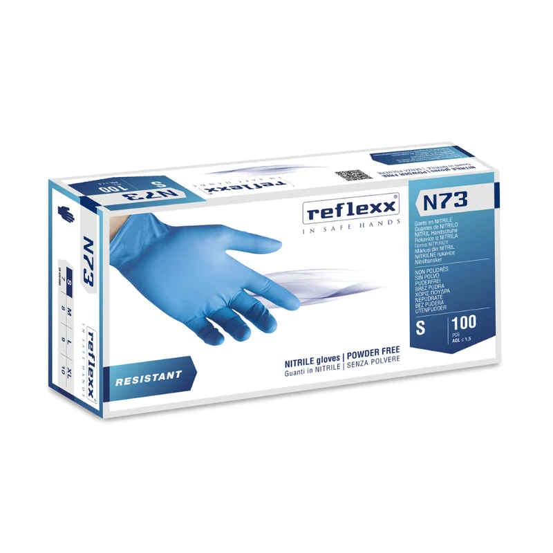 Guanti monouso in nitrile azzurro Reflexx N73 - 4,5 g - 10 box da 100 pezzi