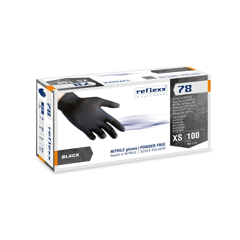 Guanti monouso in nitrile nero Reflexx R78 - 4,0 g - 10 box da 100 pezzi