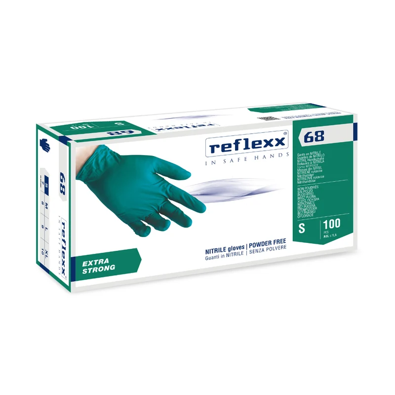 Guanti monouso in nitrile verde Reflexx R68 - 6,0 g - 10 box da 100 pezzi