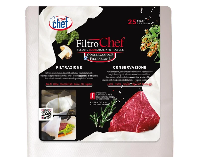 Crown Chef Filtrochef – panni filtrazione monouso per preparazioni alimentari — cartone 100 pz