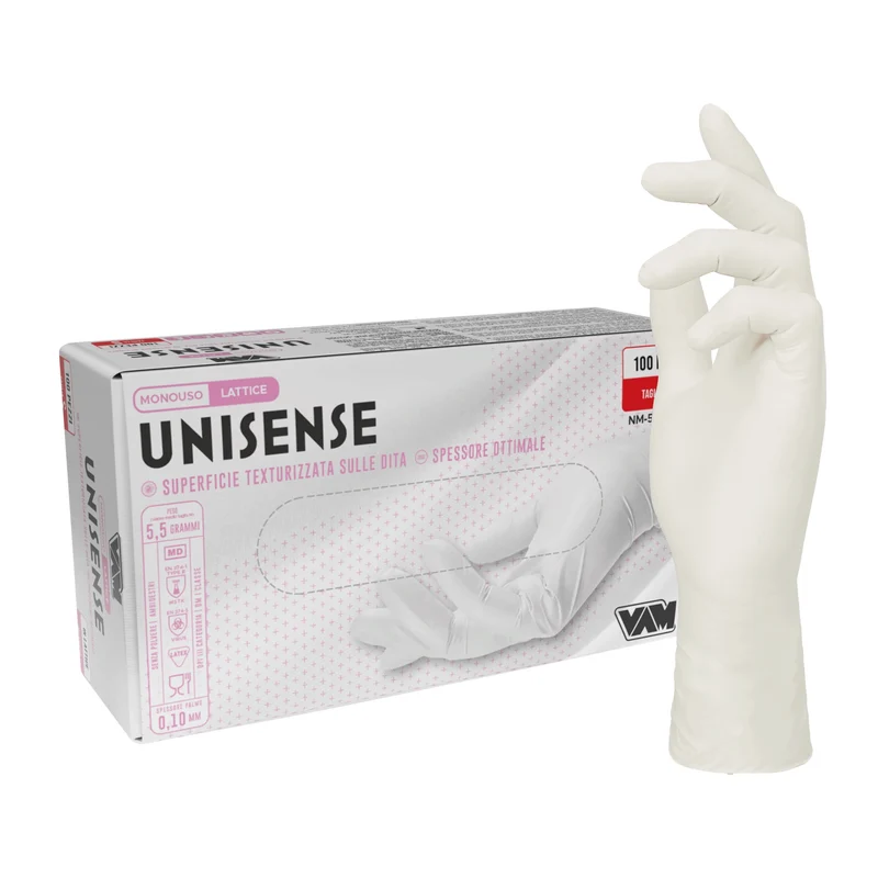 VAM Unisense guanti monouso lattice bianco - cartone 1000 pezzi