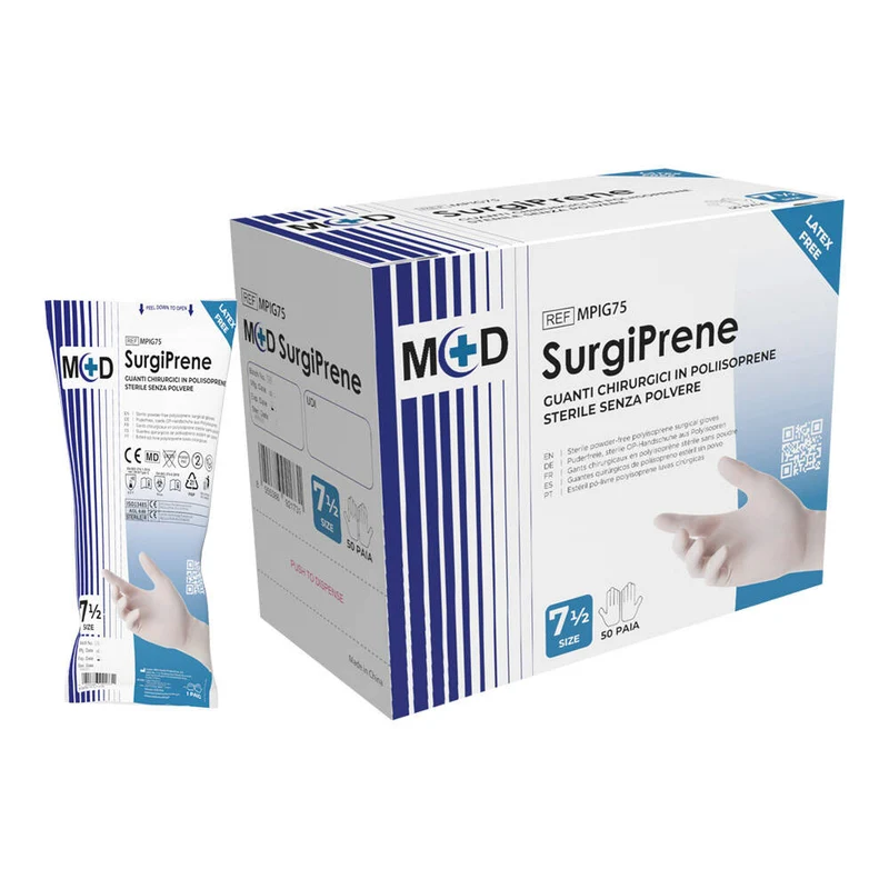 M+D surgi-prene guanti chirurgici sterili in poliisoprene - cartone 200 paia