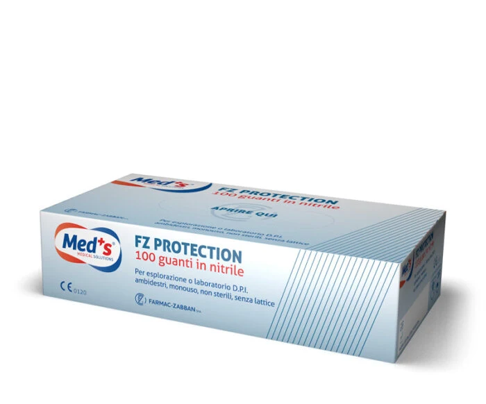 Guanti monouso in nitrile MED'S senza polvere e senza lattice - cartone 1000 pz (10 box da 100), taglie S-XL - per studi medici, RSA e farmacie