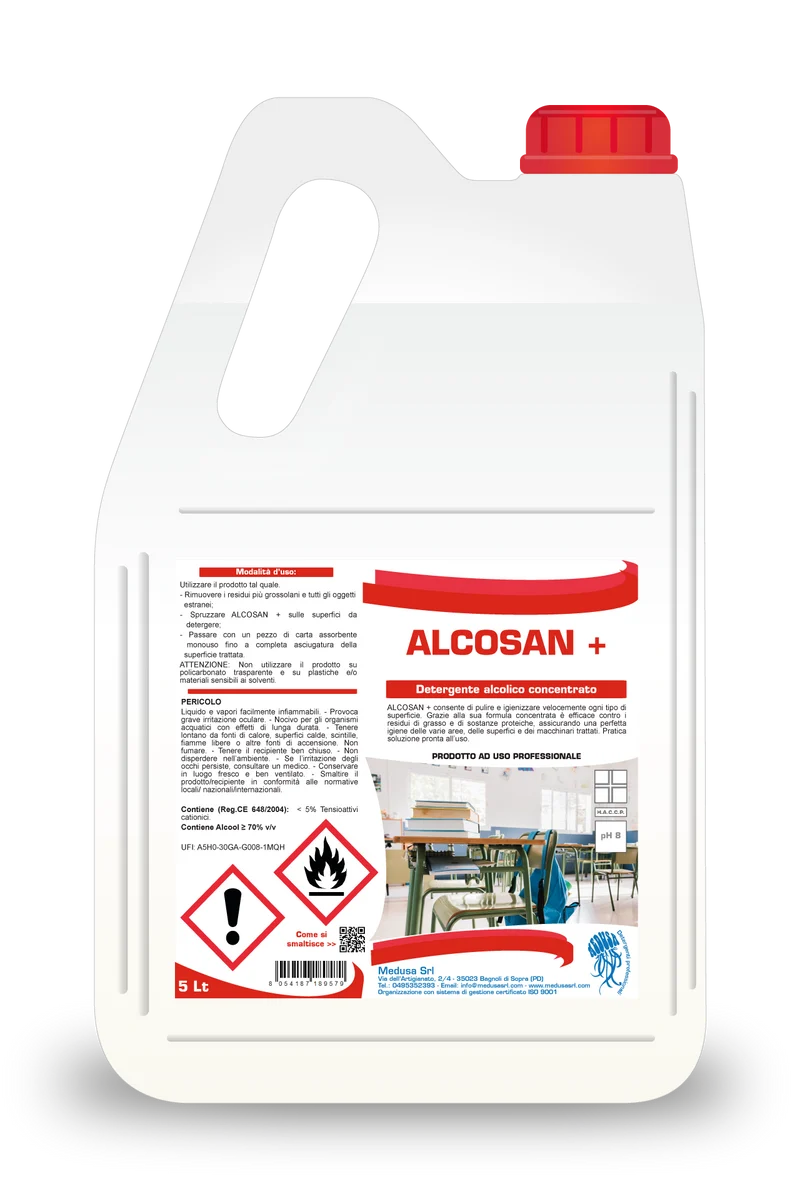 Alcosan+ detergente alcolico tanica 5lt – 4 pz