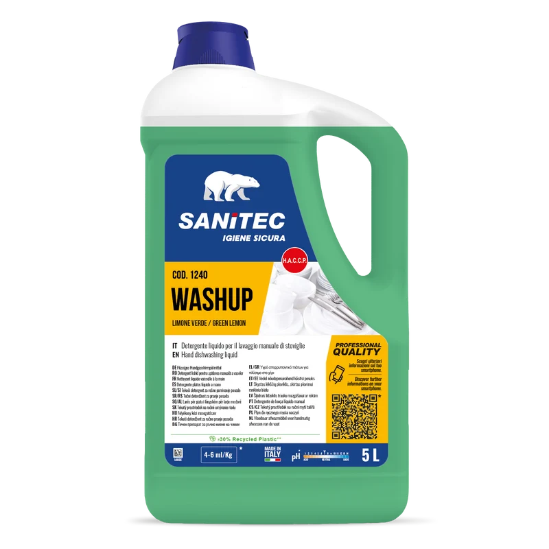 Sanitec 1240 Washup - Detergente Liquido Stoviglie Professionale - Tanica da 5L