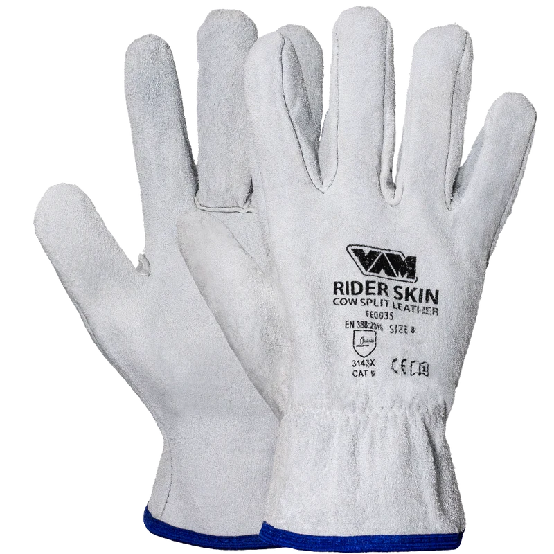 Guanti Pelle Crosta Bovina VAM Rider Skin FE003S - Bianco 240mm - Cartone 100 Paia