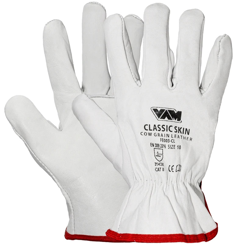 Guanti pelle fiore bovina VAM Classic Skin FE003-CL - bianco 240mm - cartone 100 paia