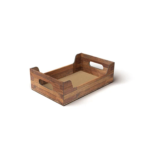 Cesta Vassoio Legno Tek in Cartone 3 Misure | SOLEPLASTIC
