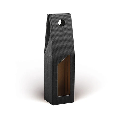Scatole Portabottiglie Kraft Nero con Manico – 3 Misure