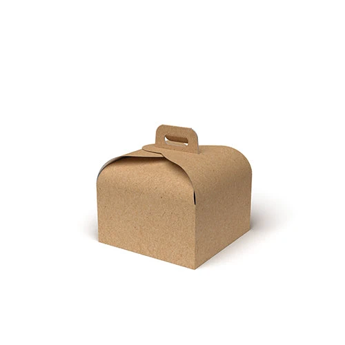 Scatola Portapanettone Kraft Avana con Manico – 22x22x18 cm