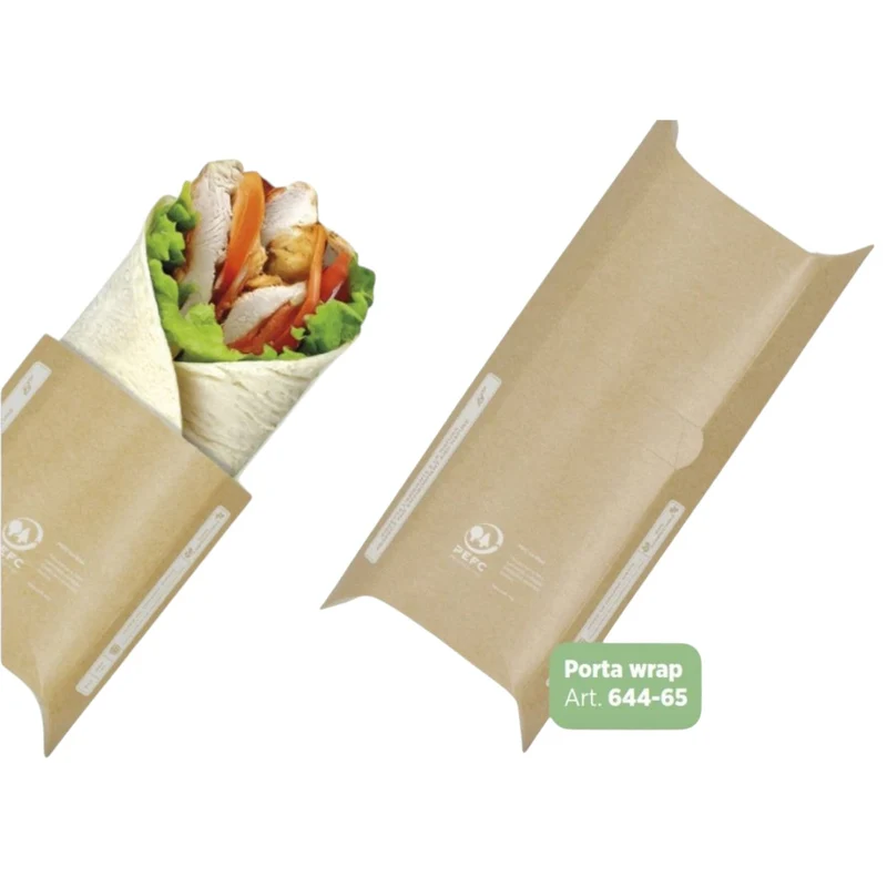 Portawrap in Cartoncino Avana per Take Away e Street Food