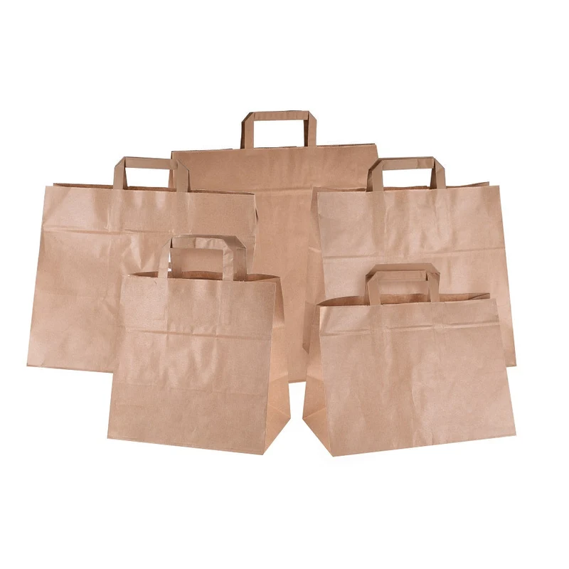 Shopper Carta Kraft Avana Take Away con Maniglia Piatta