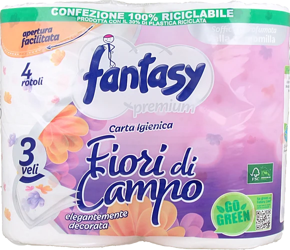 Carta Igienica Fantasy Fiori Di Campo 3V. 15 Conf. X 4 Rotoli