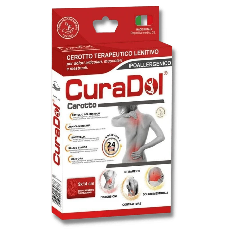 CuraDol CEROTTO Antifiammatorio NATURALE 10 Cerotti Adesivi Medicazione DOLORI MUSCOLARI