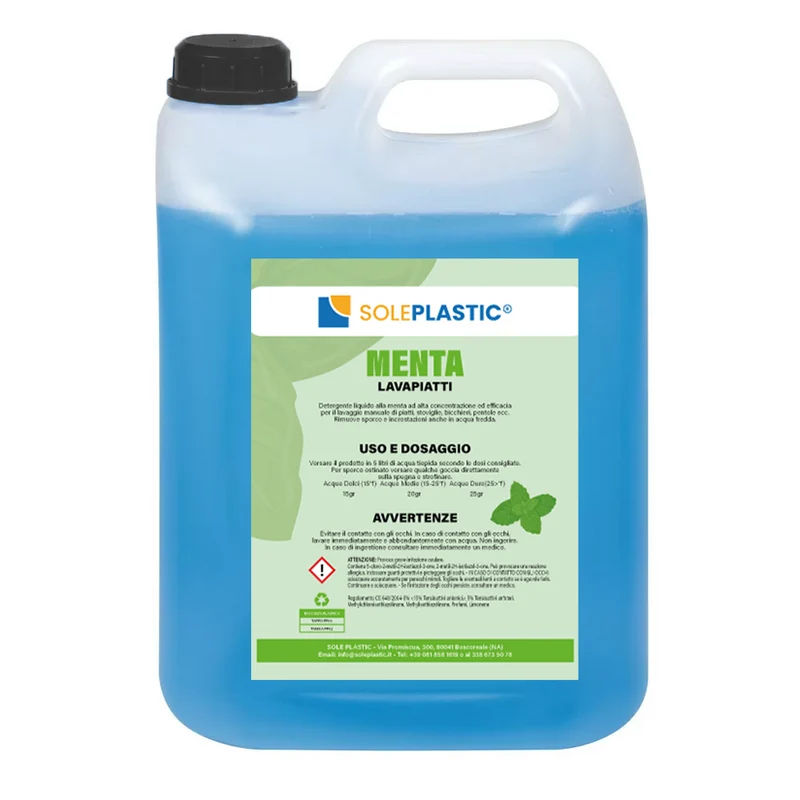 Detergente liquido a "Menta" per stoviglie, tanica da 5 Litri.
