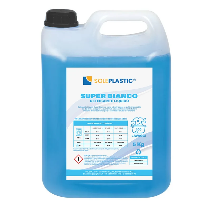 Detergente per bucato liquido "Super Bianco" - tanica da 5 Litri.