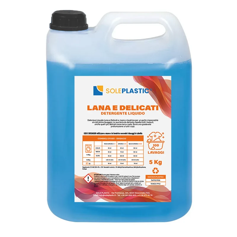 Detergente per bucato liquido "Lana & Delicati" - tanica da 5 Litri.
