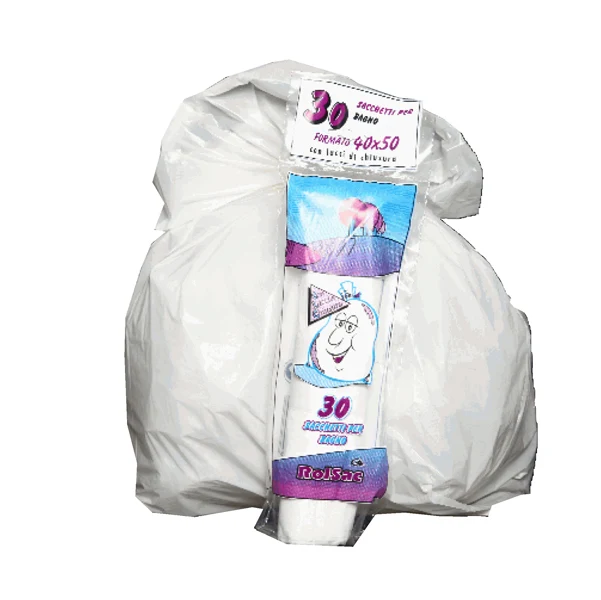 Rolsac - 10080 - Sacchi bagno - 40 x 50 cm - 15 L - 16 micron - MDPE-HDPE - bianco - Rolsac - conf. 30 pezzi - 89598 - Conf. da 1 Pz.
